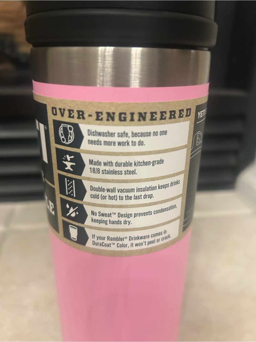 💕💕 YETI 18 oz. Rambler Bottle with Chug Cap New Color Power Pink!! - Picture 6 of 11